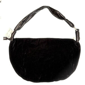 vintage hobo shoulder bag, black velour purse NWT